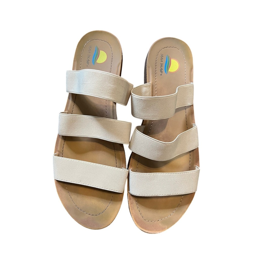 Maui Island‎ Women's Elastic Strappy Sandals Size 11 M Beige Stretchy